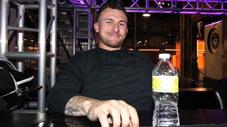 Johnny Manziel smiling water bottle