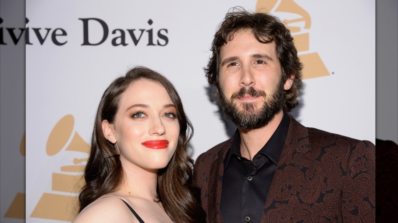 Kat Dennings and Josh Groban attend a pre-Grammys party