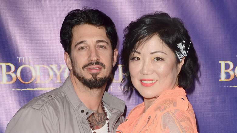 Margaret Cho posing with ex-fiance Rocco Stowe