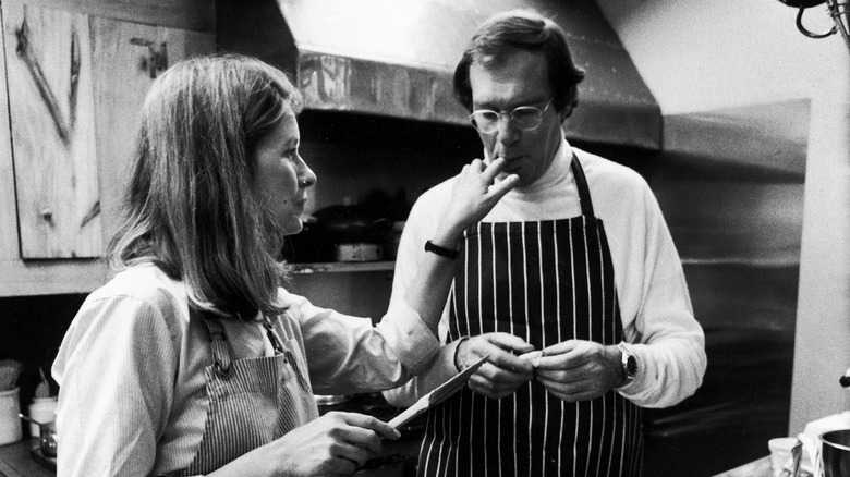 Martha Stewart in the kitchen with her then-husband, Andrew Stewart.