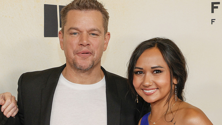 Matt Damon and Alexia Barroso posing