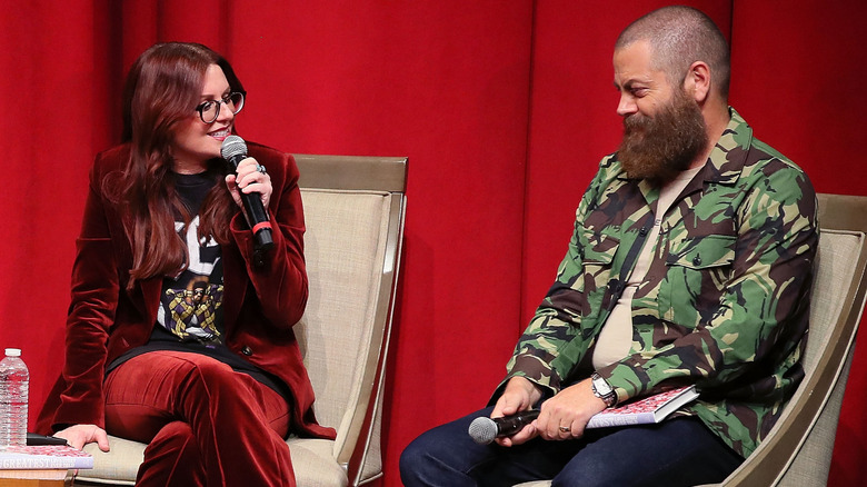 Megan Mullally and Nick Offerman discussing their book