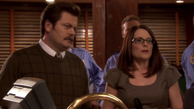 Nick Offerman and Megan Mullally on "Parks and Recreation"