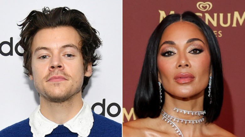 Harry Styles and Nicole Scherzinger posing for pictures