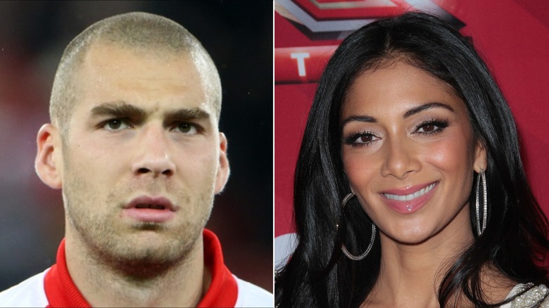 Pajtim Kasami playing soccer and Nicole Scherzinger posing for pictures 