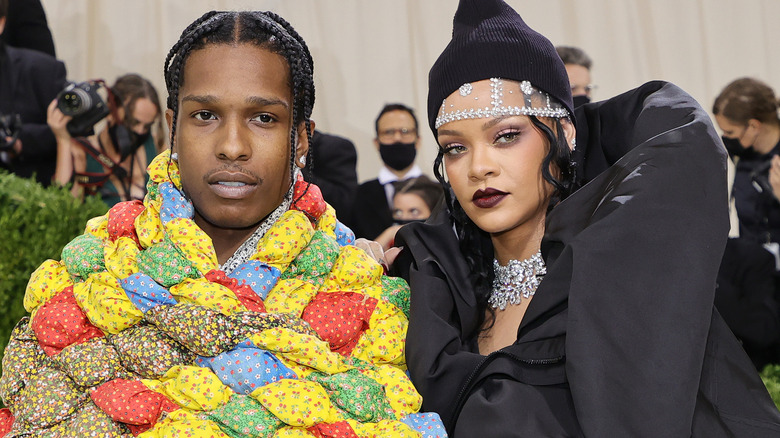 Rihanna and ASAP Rocky posing at the Met Gala