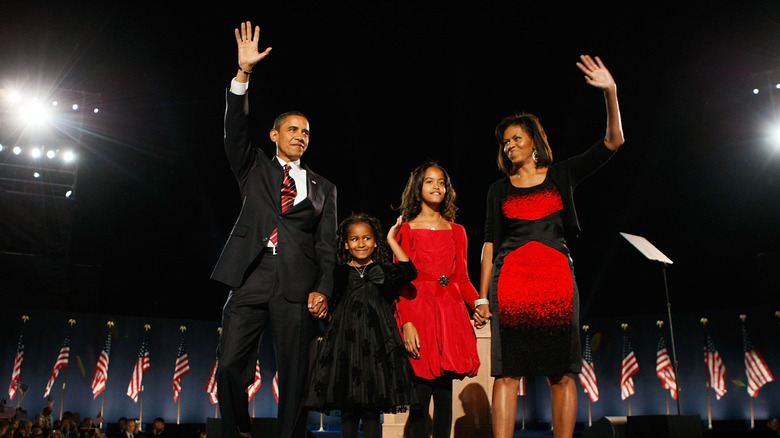 The Obama family on stage