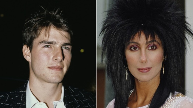 Tom Cruise posing, Cher wearing a wig 