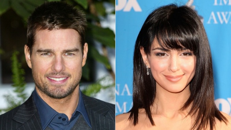 Tom Cruise smiling, Nazanin Boniadi smiling 