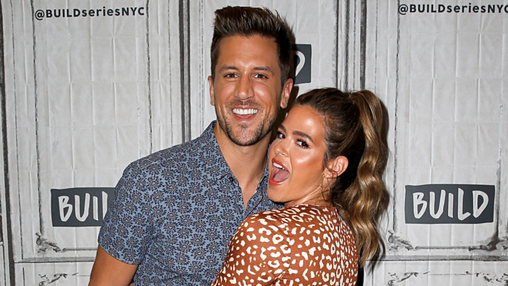 Jordan Rodgers and JoJo Fletcher with huge smiles on their faces 