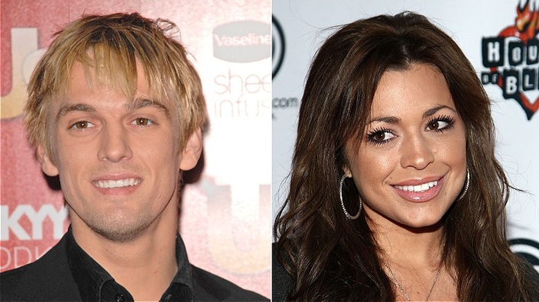 Kari Anne Peniche and Aaron Carter, split image