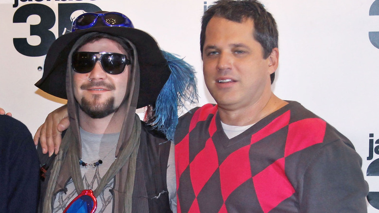 Bam Margera and Jeff Tremaine posing 