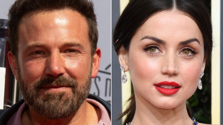 Ben Affleck smiling, Ana De Armas posing