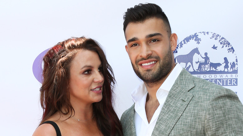 Britney Spears and Sam Asghari posing