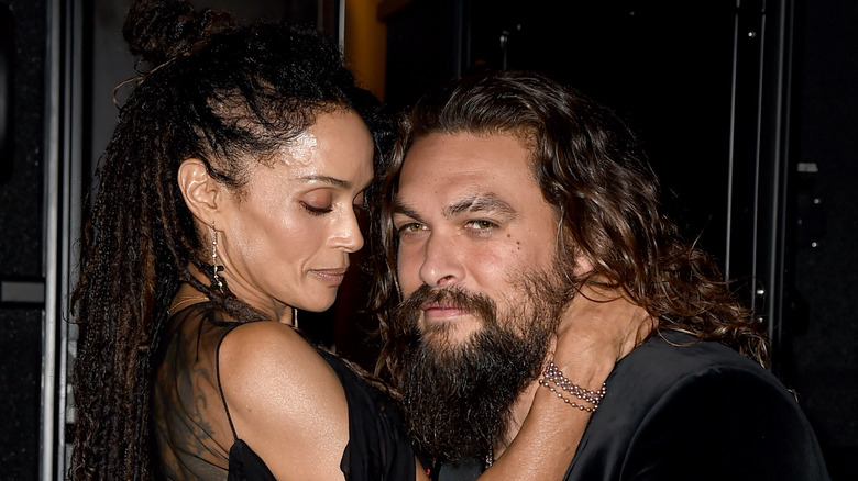 Lisa Bonet and Jason Momoa hugging