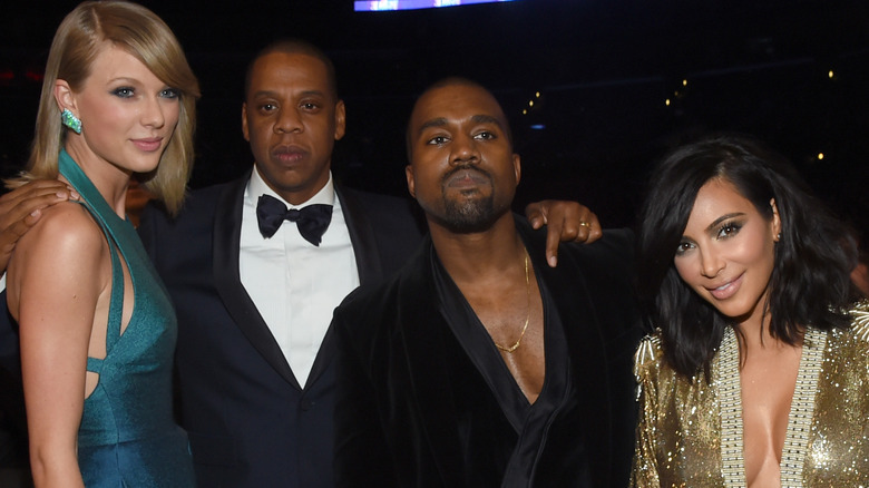 Taylor Swift, Jay-Z, Kanye West, Kim Kardashian, all posing together