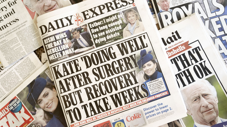 A tabloid with Kate Middleton on the front page