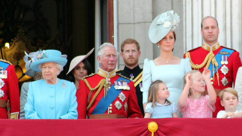 The British Royal Family celebrating Trooping the Colour shortly after Harry and Meghan's wedding