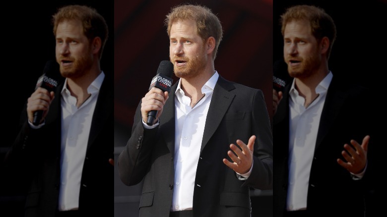 Prince Harry addressing the crowd at Global Citizen Live in New York City