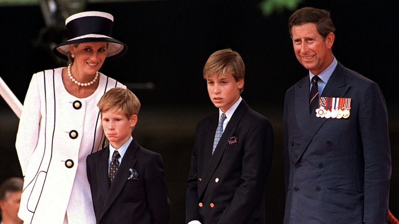 Princess Diana, Prince Harry, Prince William, and King Charles at the Parade of the Mall