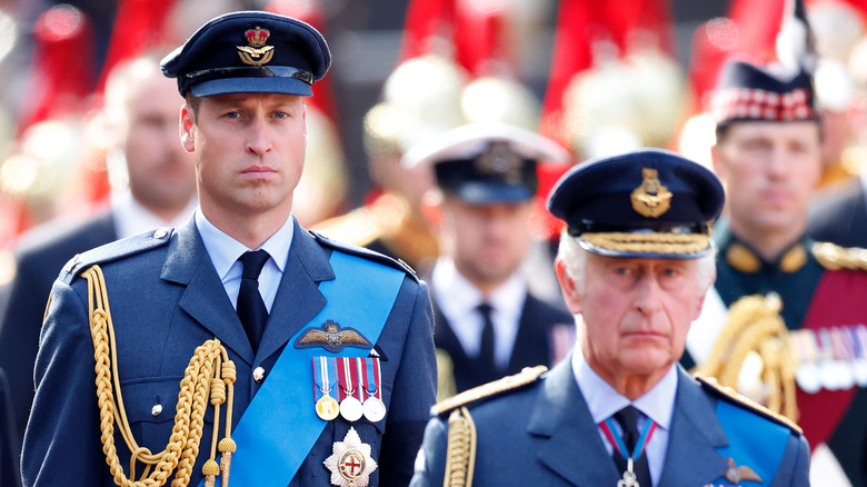 Prince William and King Charles at Queen Elizabeth's funeral