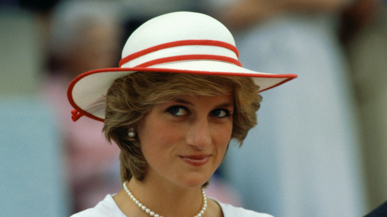 Princess Diana white red hat