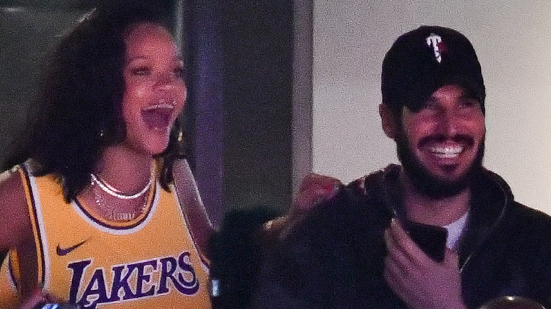 Rihanna and Hassan Jameel at Lakers game