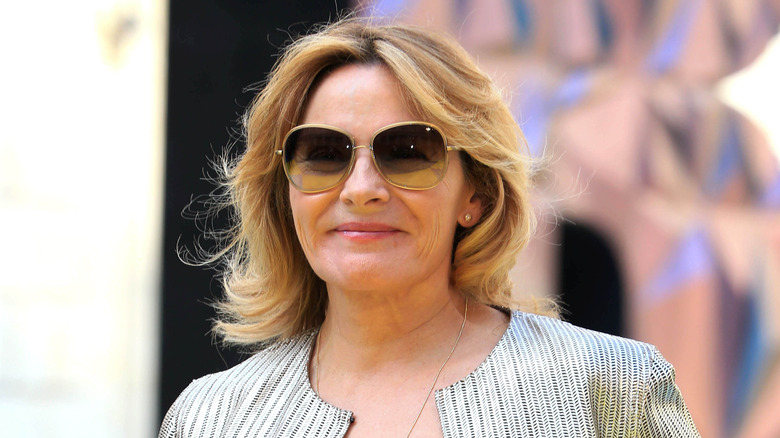 Kim Cattrall smiling in 2018