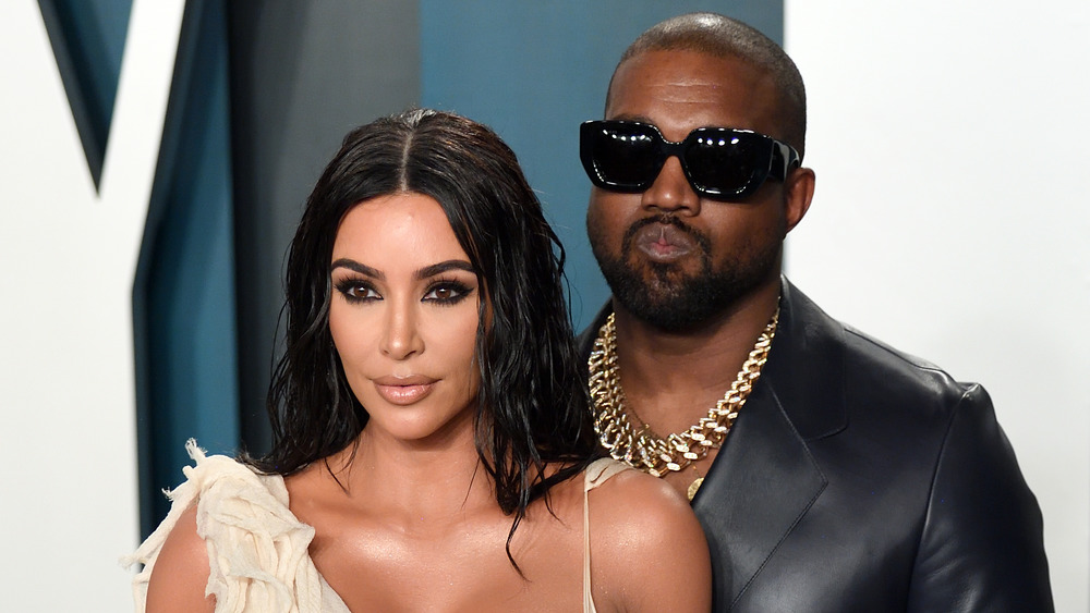Kim Kardashian and Kanye West at the Vanity Fair Oscar Party