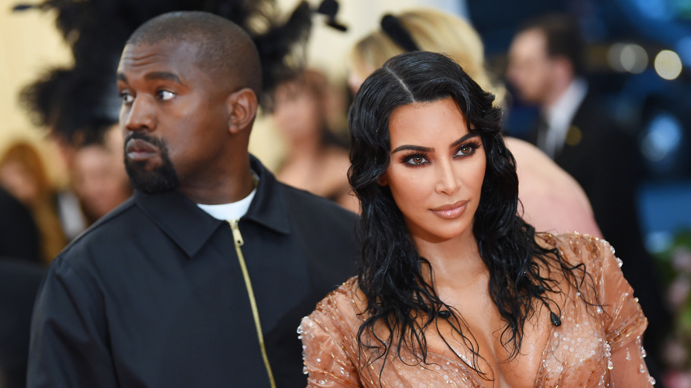 Kanye West and Kim Kardashian at a red carpet event