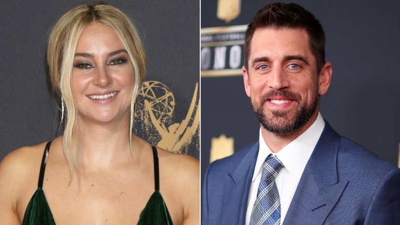 Shailene Woodley, Aaron Rodgers posing