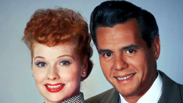 Lucille Ball and Desi Arnaz in a portrait