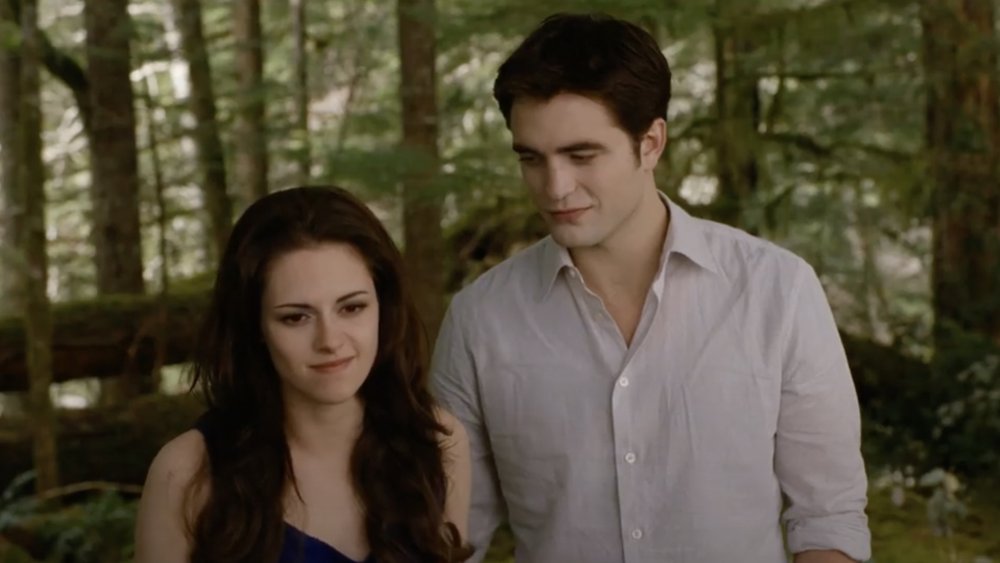 Kristen Stewart and Robert Pattinson as Bella and Edward in Twilight