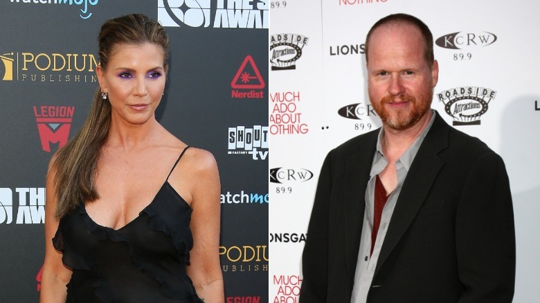 Charisma Carpenter posing, Joss Whedon posing