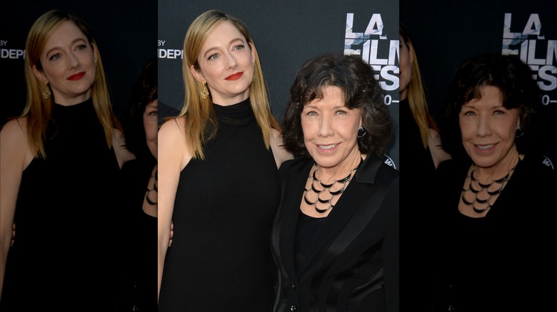 Sam Elliott, Judy Greer, and Lily Tomlin posing