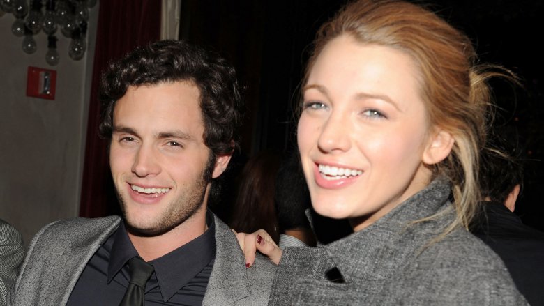 Penn Badgley and Blake Lively smiling