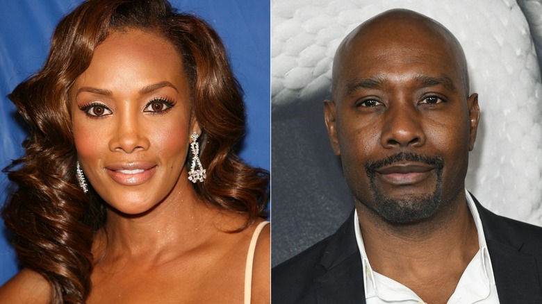 Vivica A. Fox smiling, Morris Chestnut posing