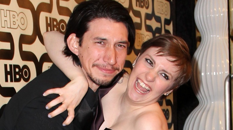 Adam Driver hugging Lena Dunham