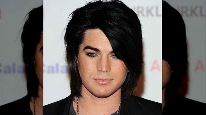 Adam Lambert black hair shag