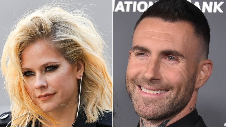 Avril Lavigne Adam Levine split image