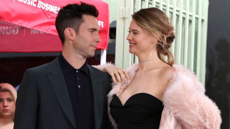 Adam Levine and Behati Prinsloo at the Adam Levine Hollywood Walk of Fame Star Ceremony