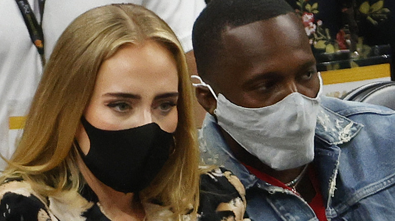 Adele and Rich Paul at a basketball game