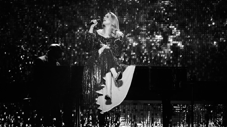 Adele performing on stage