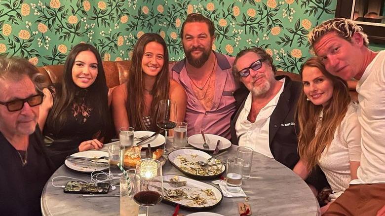 Al Pacino and Jason Momoa are pictured at a dinner together