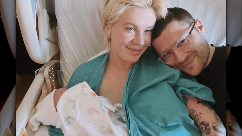 Ireland Baldwin with her newborn baby girl