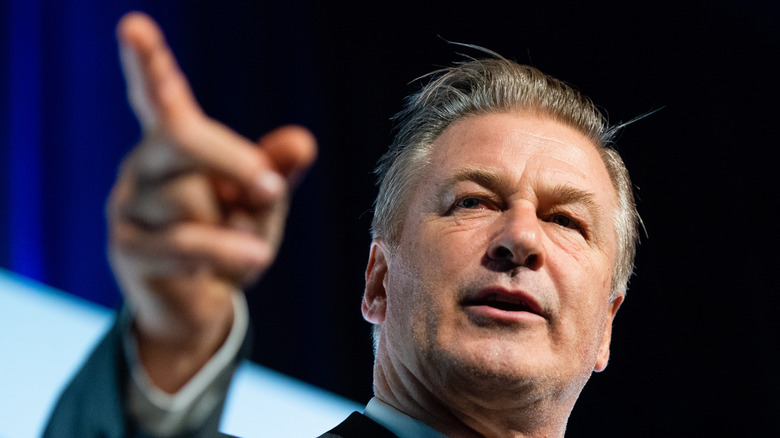 Alec Baldwin pointing finger in air