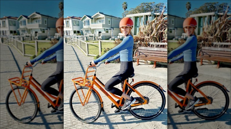 Lauren Olsen on bicycle