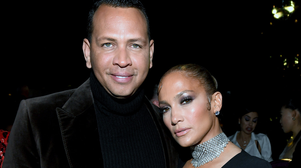 Alex Rodriguez and Jennifer Lopez attend the Tom Ford show in 2020