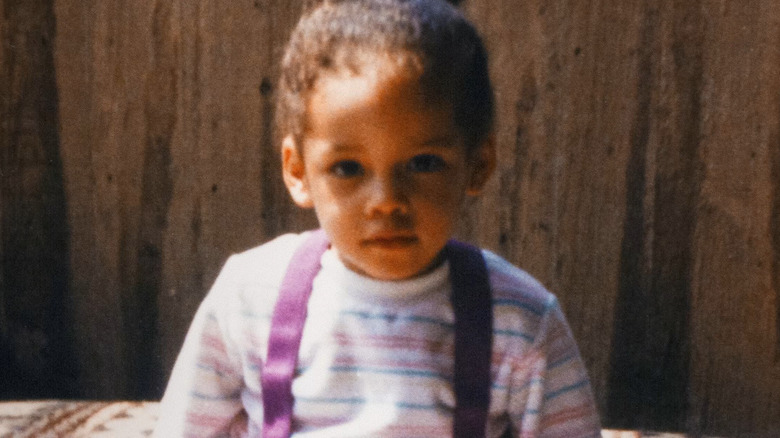 Baby Alicia Keys wears suspenders