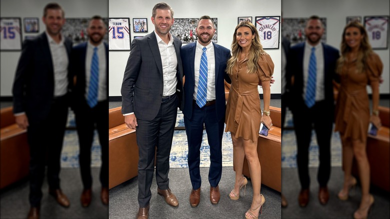 Eric Trump, Jackson Lahmayer and Alina Habba pose together